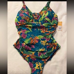 Kona Sol Tropical Floral One Piece Swimsuit
